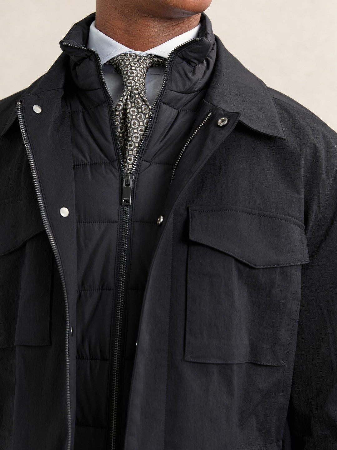 Reiss Removable-Gilet Safari Jacket in Navy