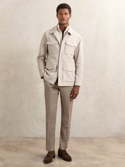 Reiss Removable-Gilet Safari Jacket in Stone