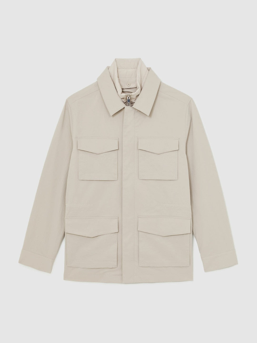Reiss Removable-Gilet Safari Jacket in Stone