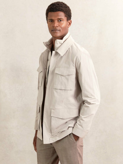 Reiss Removable-Gilet Safari Jacket in Stone