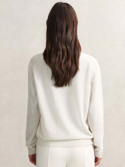 Reiss Cashmere V-Neck Jumper in Cream