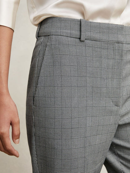 Reiss Check Slim-Fit Suit Trousers in Grey