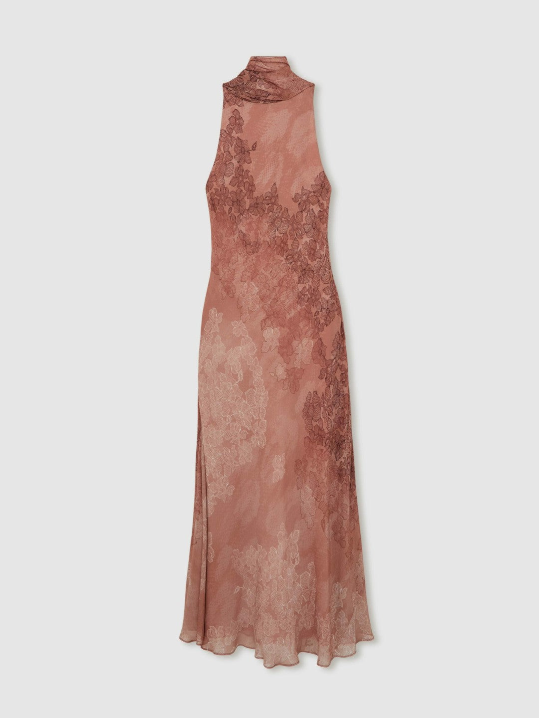 Reiss Chiffon Floral Cape Maxi Dress in Pale Pink