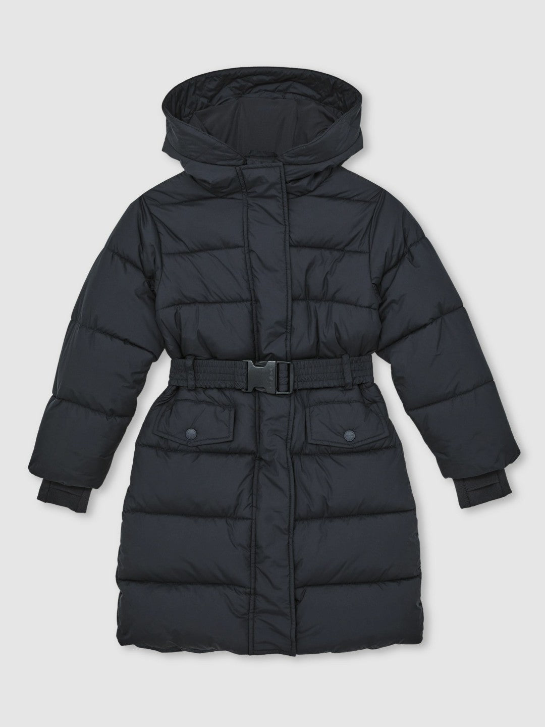 Reiss Longline Hooded Puffer Coat in Navy