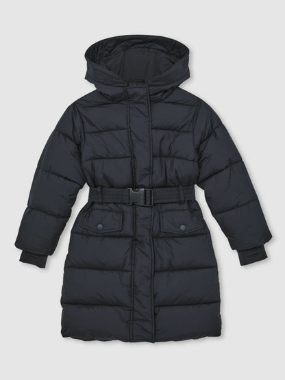 Reiss Longline Hooded Puffer Coat in Navy