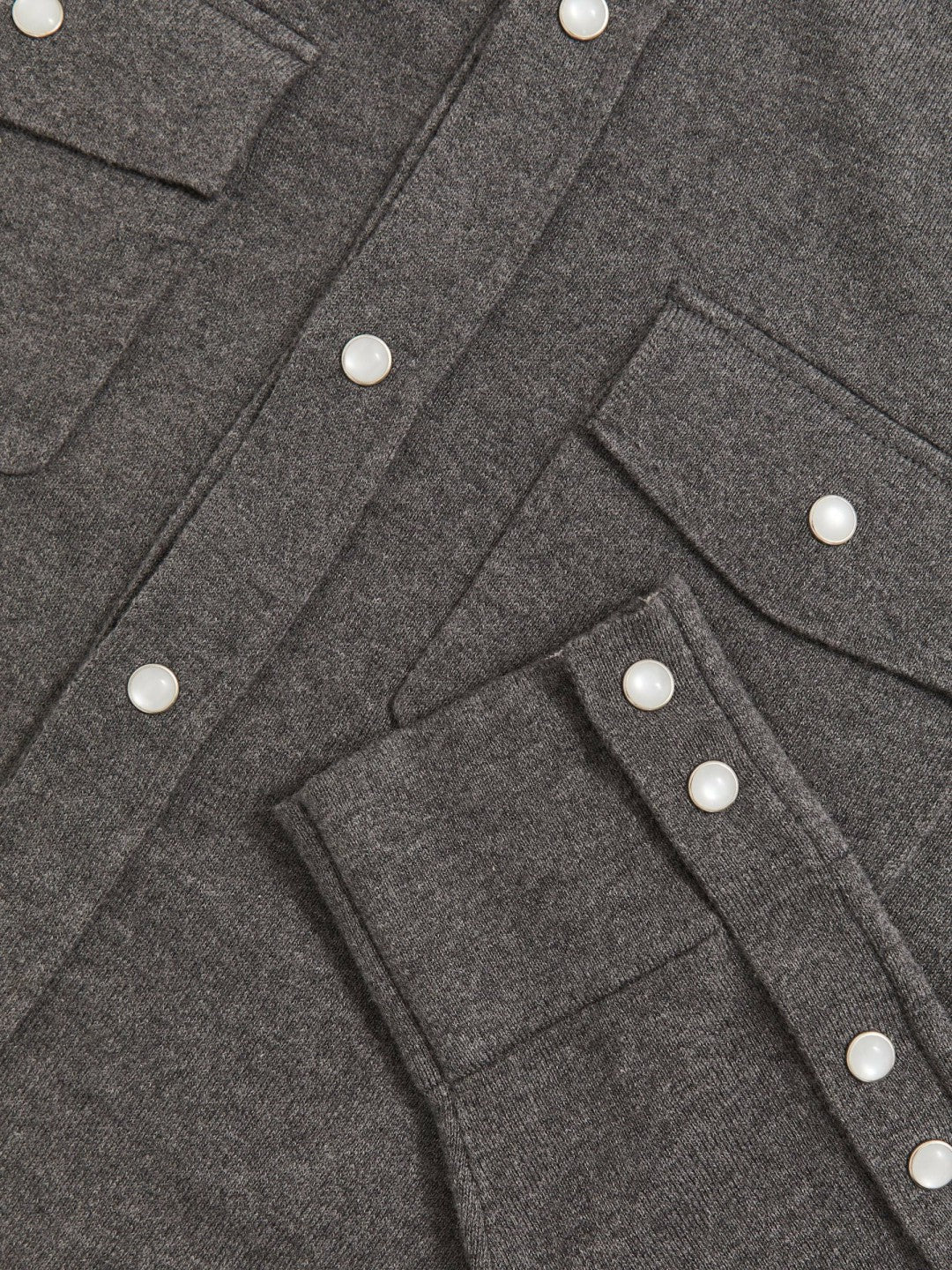 Reiss Cotton-Cashmere Western Knitted Shirt in Charcoal Grey