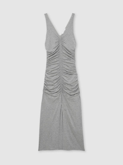 Reiss Stretch-Modal Ruched Jersey Dress in Grey