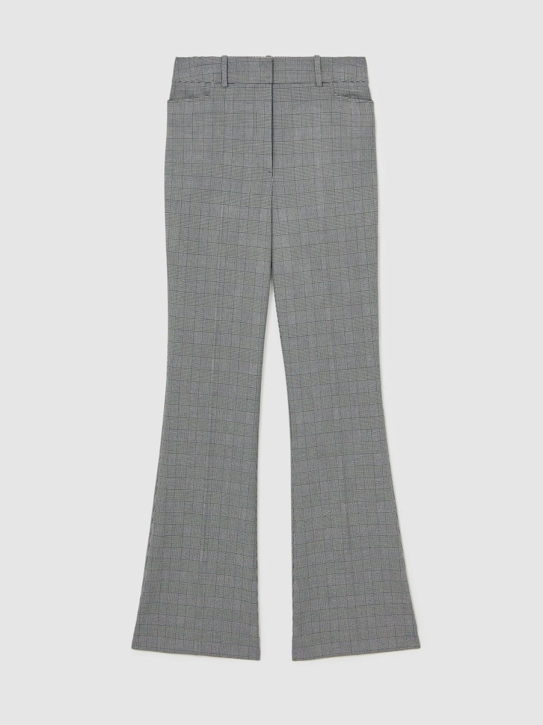Reiss Petite Check Flared Suit Trousers in Grey