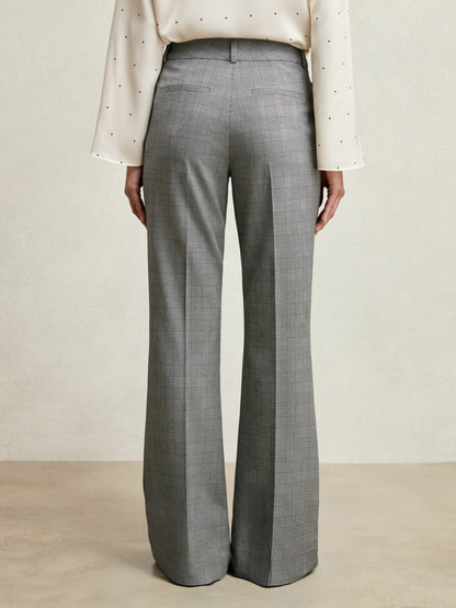 Reiss Petite Check Flared Suit Trousers in Grey