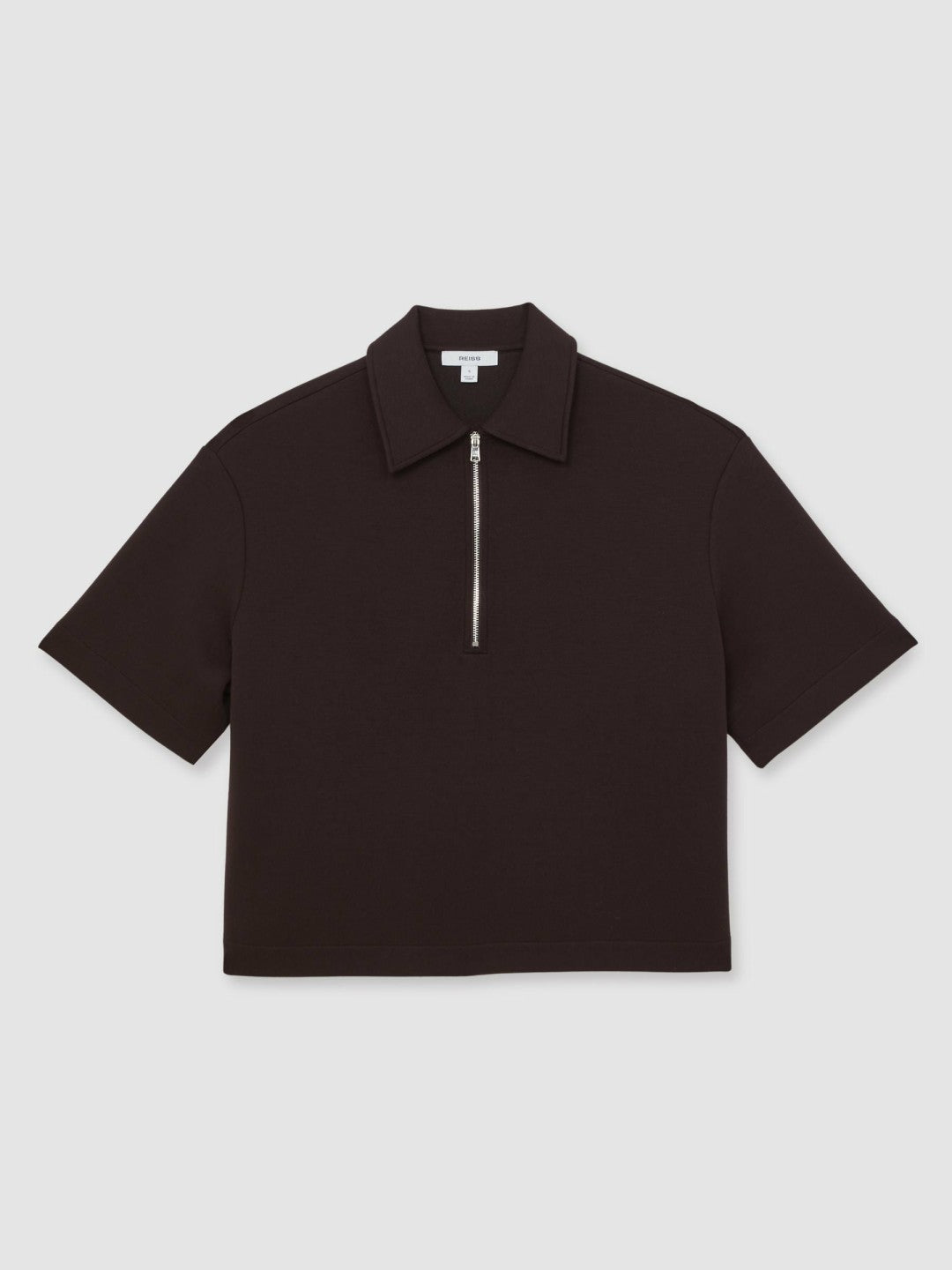 Reiss Short-Sleeve Half-Zip Sweatshirt in Plum Purple