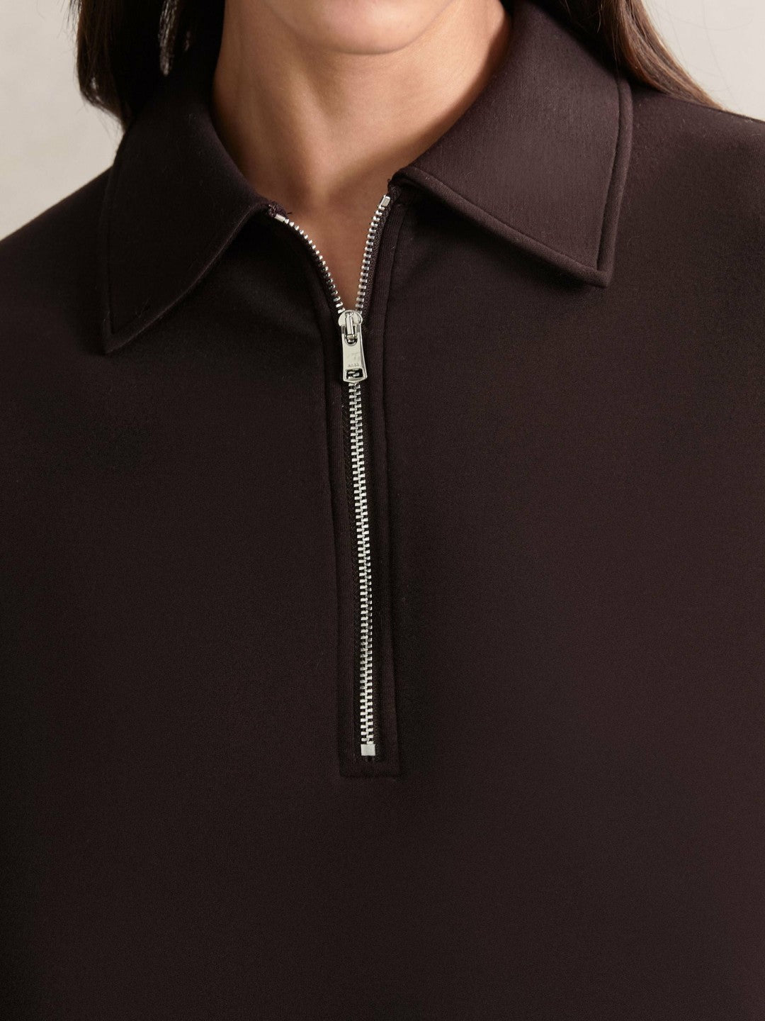 Reiss Short-Sleeve Half-Zip Sweatshirt in Plum Purple