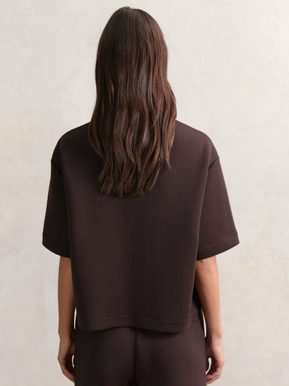 Reiss Short-Sleeve Half-Zip Sweatshirt in Plum Purple