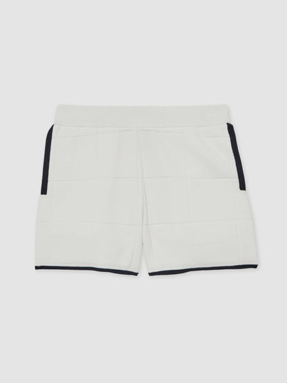 Reiss Tipped Knit Stitch-Detail Shorts in White/Navy