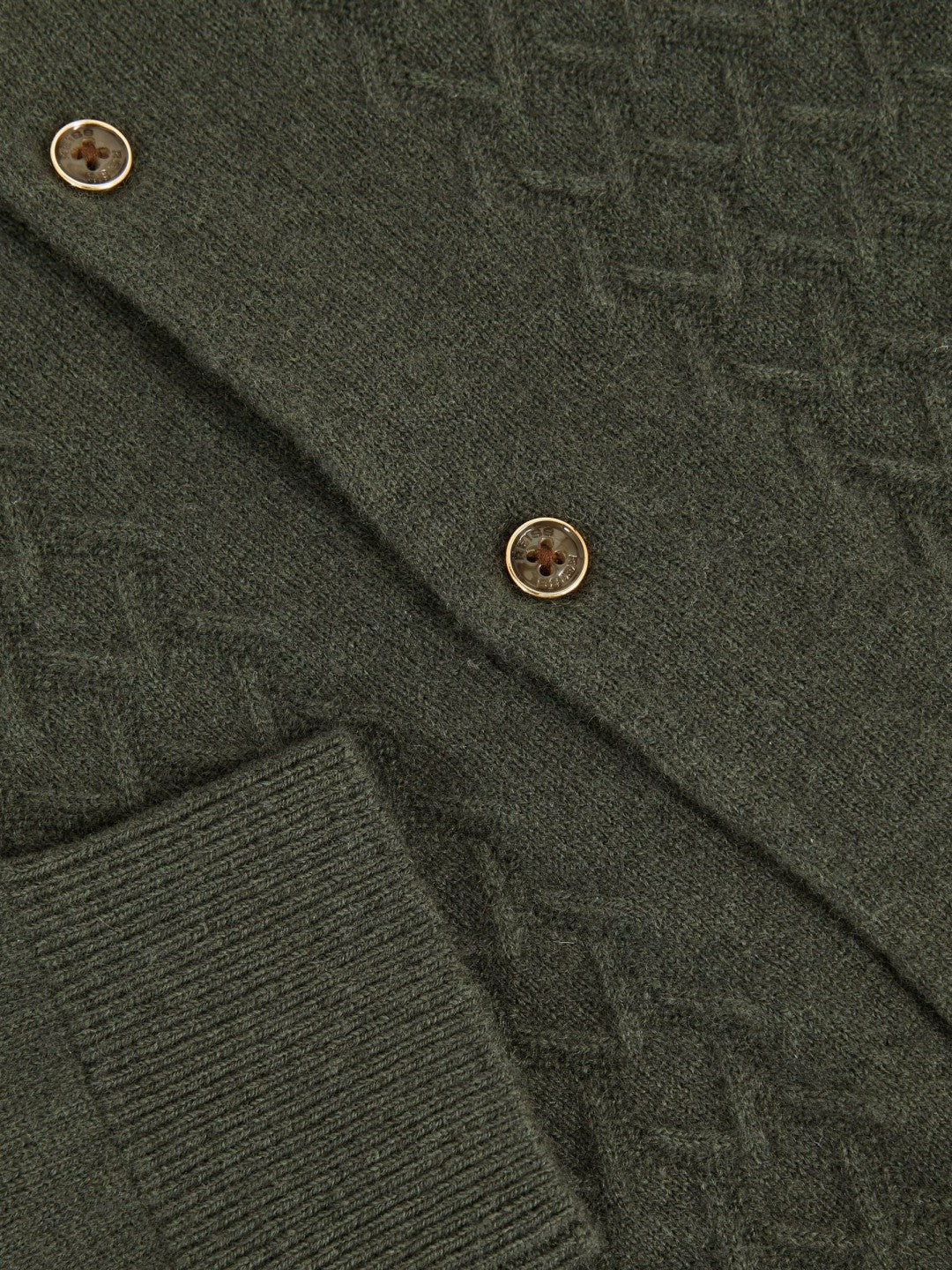 Reiss 3-9 yrs Wool V-Stitch Button-Through Cardigan in Forest Green