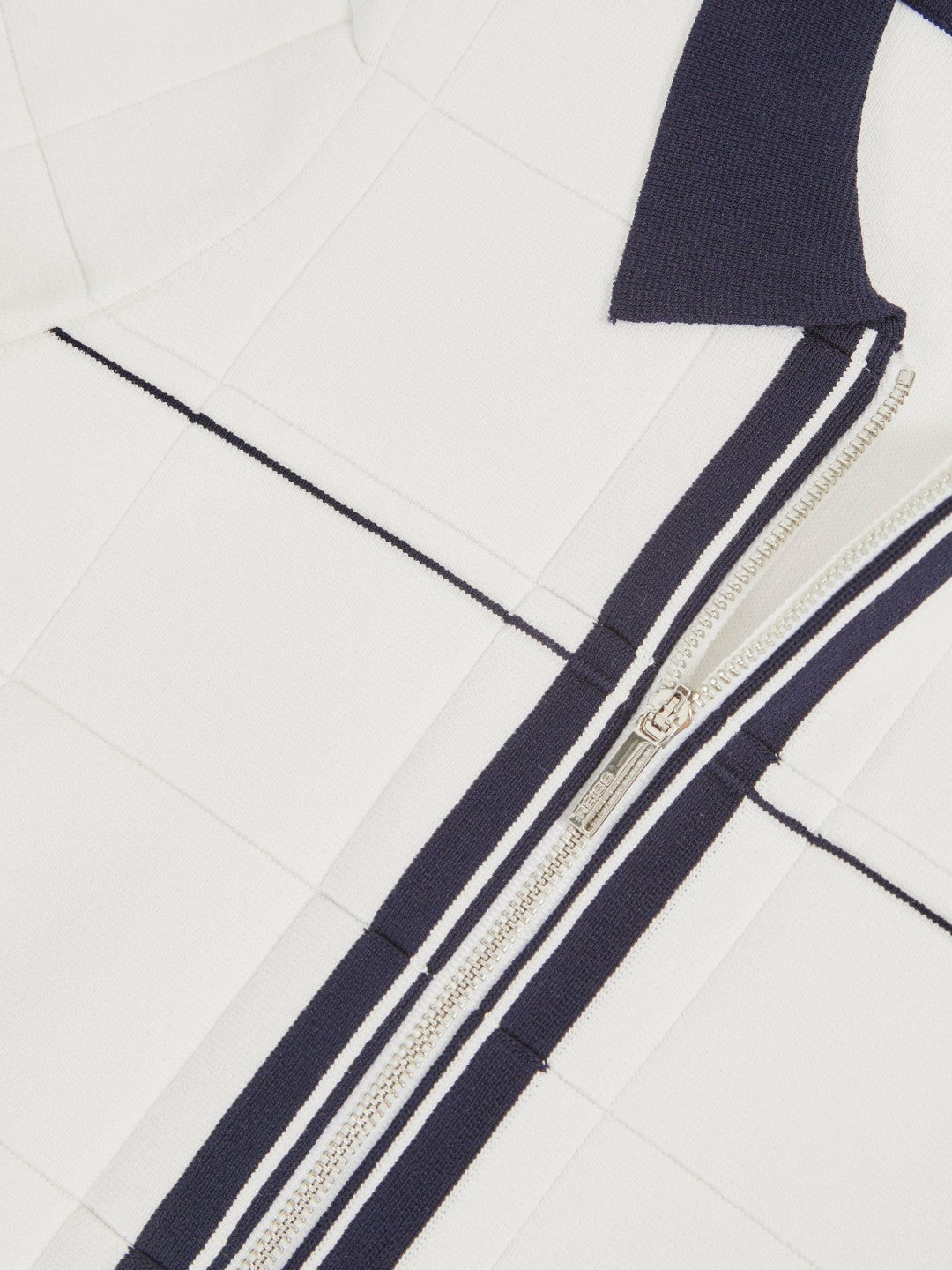 Reiss 9-13 yrs Tipped Knit Zip-Through Shirt in White/Navy