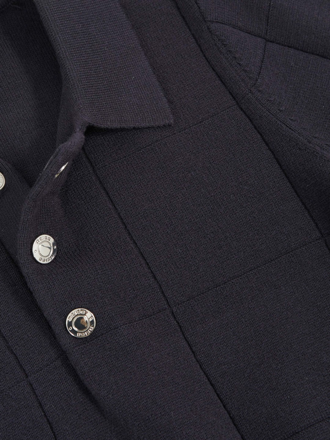 Reiss 13-14 yrs Stitch-Detail Press-Stud Polo Shirt in Navy Blue