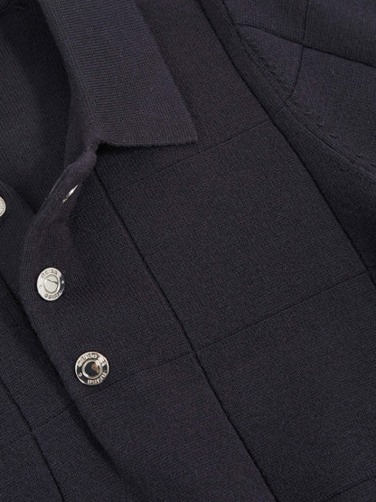 Reiss 13-14 yrs Stitch-Detail Press-Stud Polo Shirt in Navy Blue