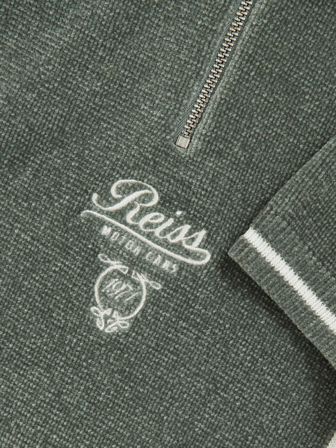 Reiss 9-13 yrs Chenille Tipped Motor Cars Polo Shirt in Dark Sage Green/White
