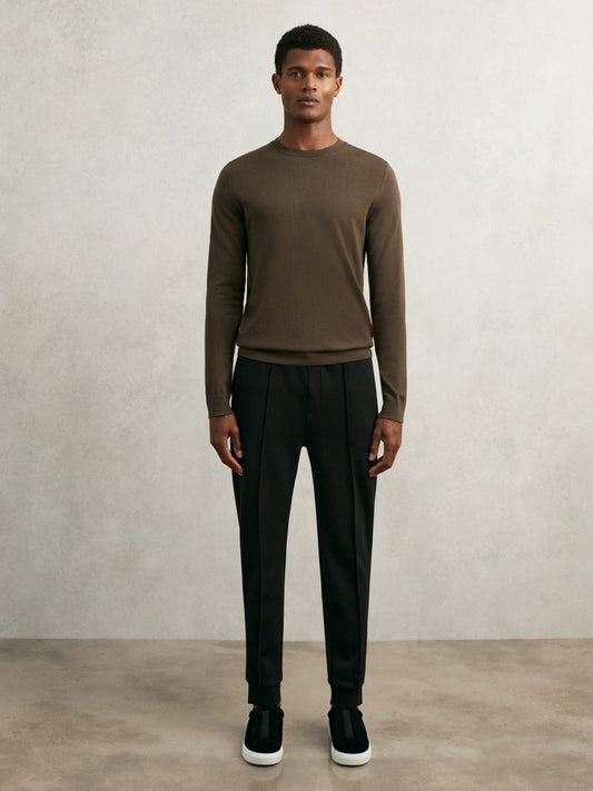Reiss Interlock Drawstring Joggers in Black