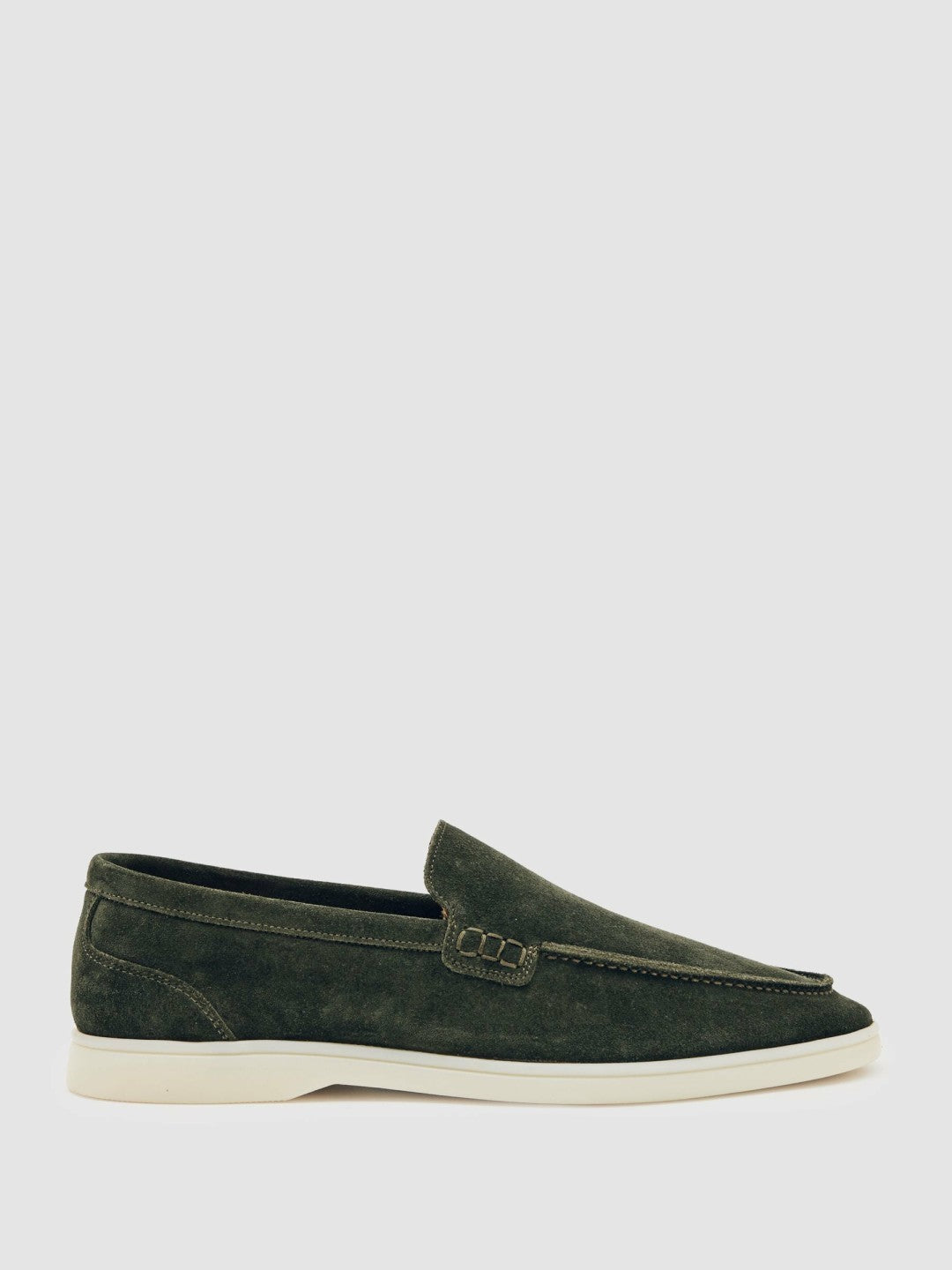 Reiss Suede Slip-On Loafers in Forest Green
