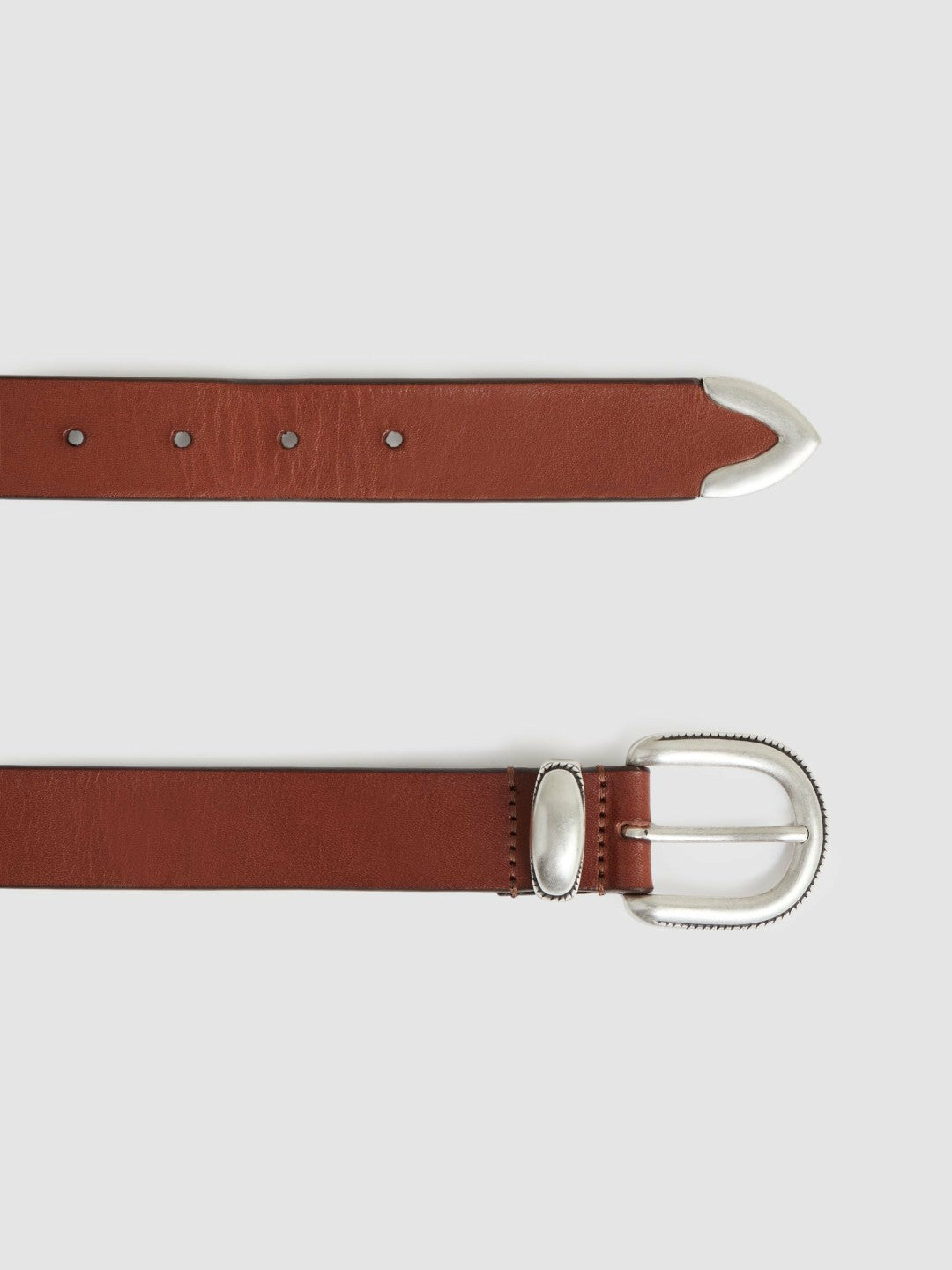 Reiss Leather Western Belt in Tan Brown