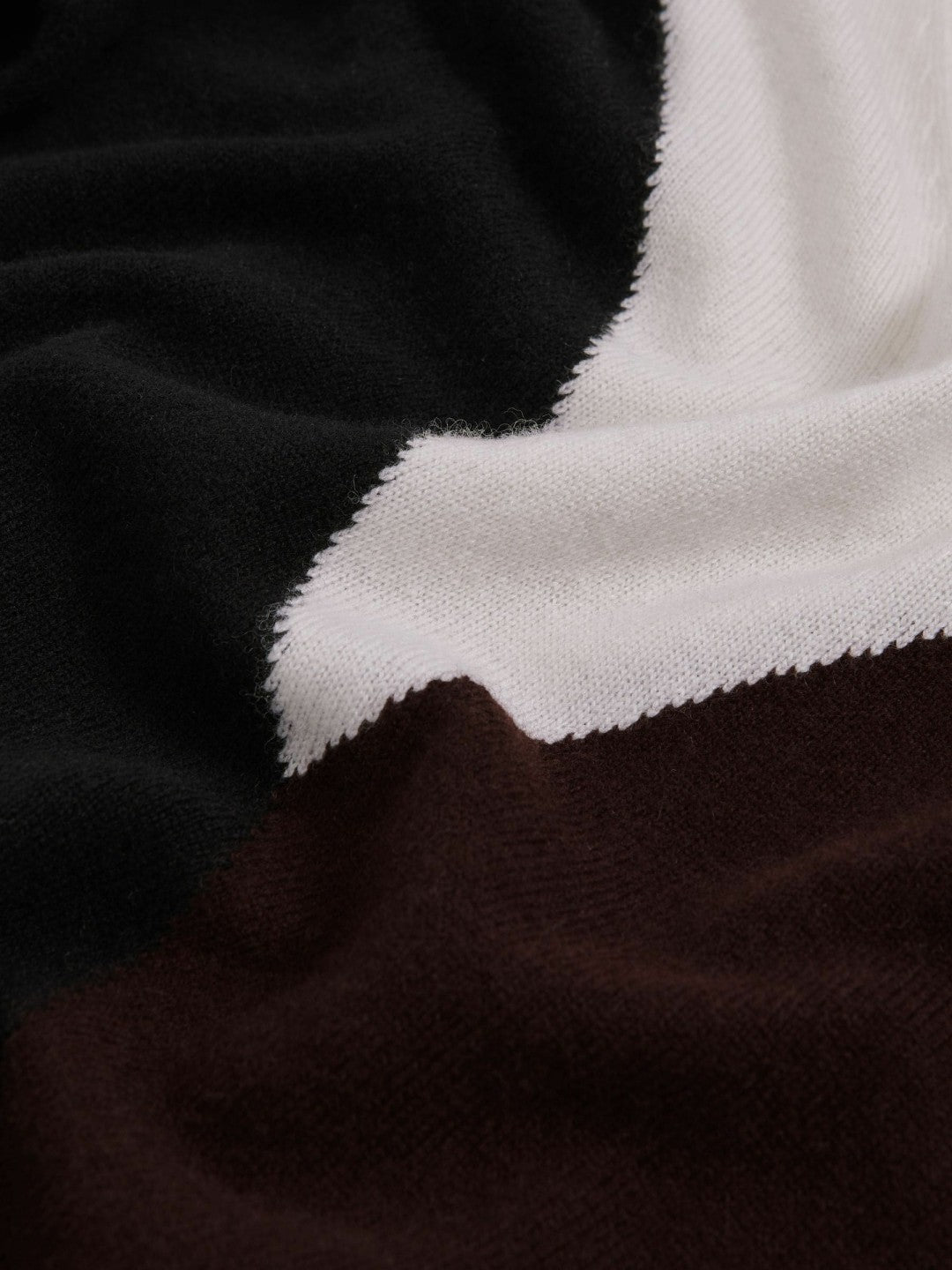 Reiss Wool-Blend Colourblock Knit Jumper with Cashmere in Black/Burgundy/Cream