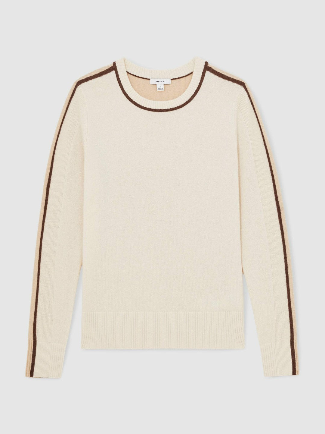 Reiss Wool-Blend Colour-Block Jumper With Cashmere in Cream/Neutral