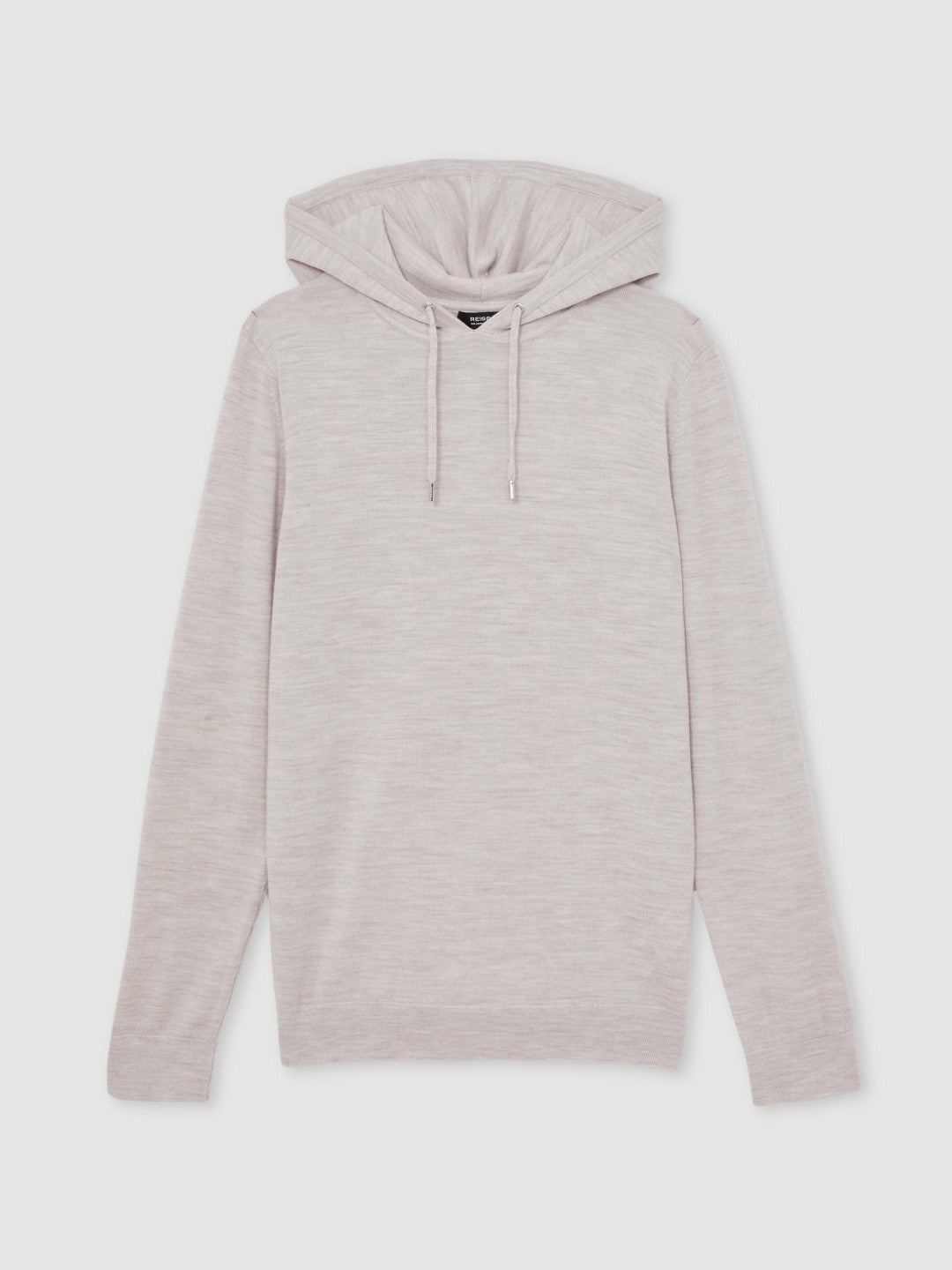 Reiss Merino Wool Drawstring Hoodie in Wicker Brown Melange