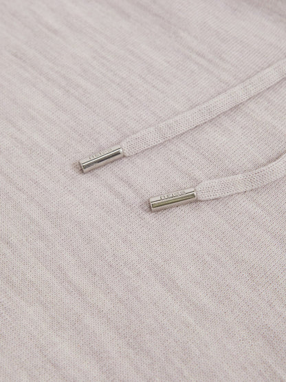 Reiss Merino Wool Drawstring Hoodie in Wicker Brown Melange