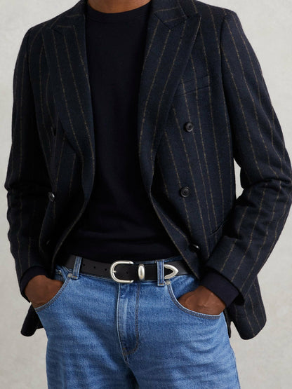 Reiss Leather Western Belt in Black