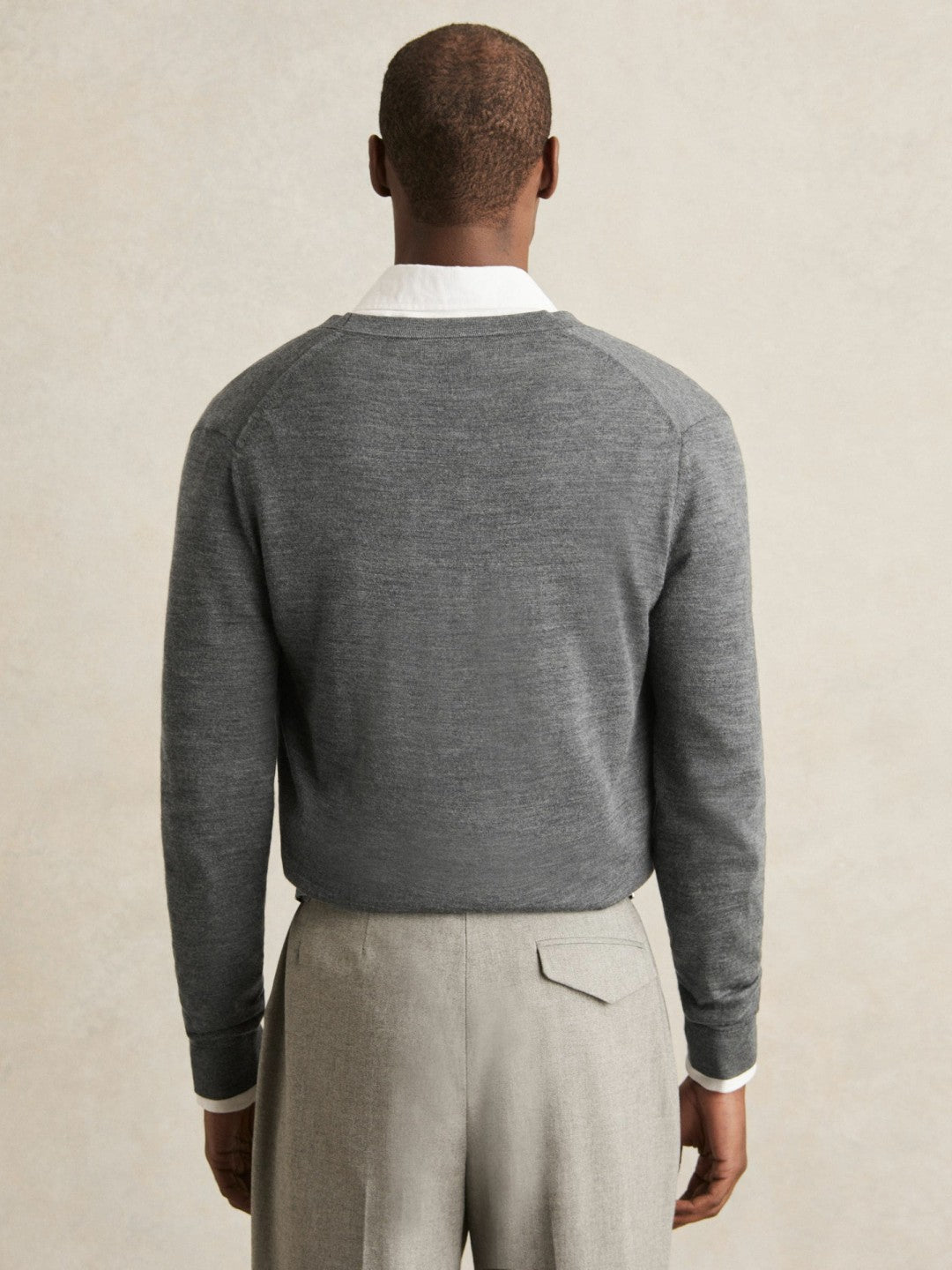 Reiss Merino Wool Button-Through Cardigan in Derby Grey Melange