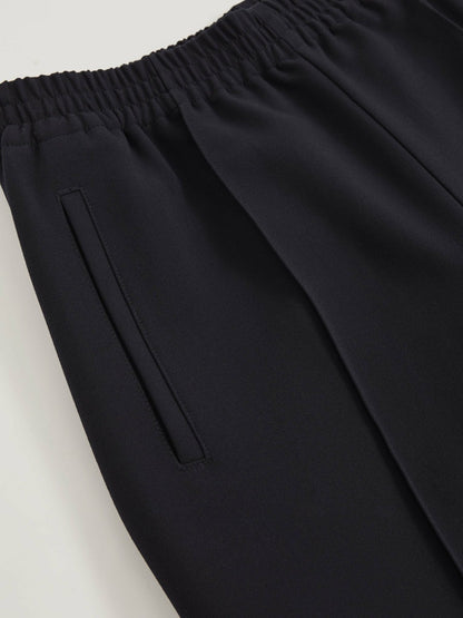 Reiss Wide Leg Elasticated Waist Trousers in Navy