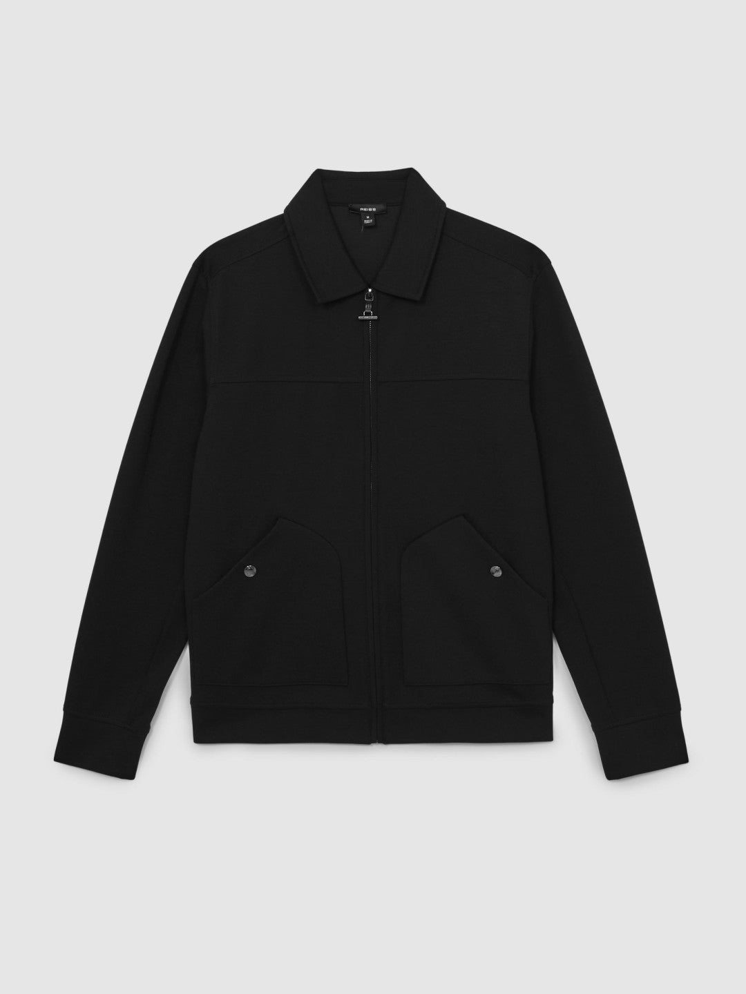 Reiss Interlock Zip Through Overshirt in Black