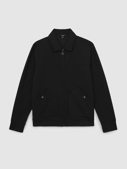Reiss Interlock Zip Through Overshirt in Black
