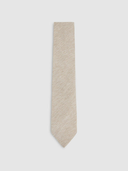 Reiss Wool-Silk Textured Tie in Oatmeal