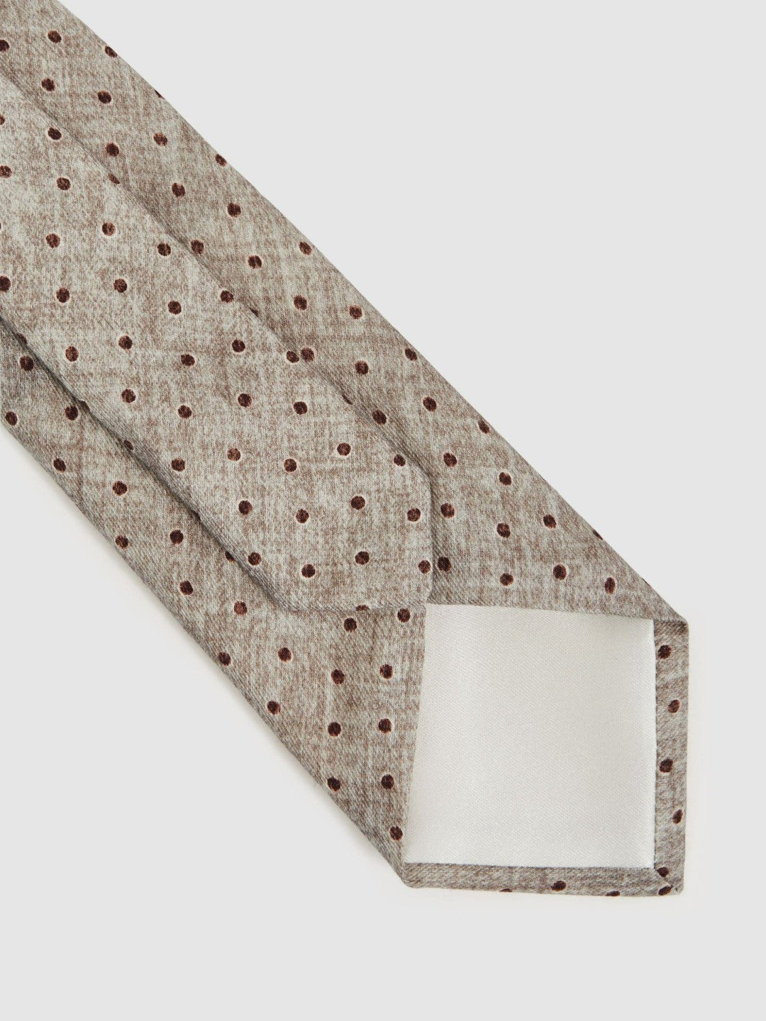 Reiss Wool-Cotton Polka-Dot Tie in Grey Melange