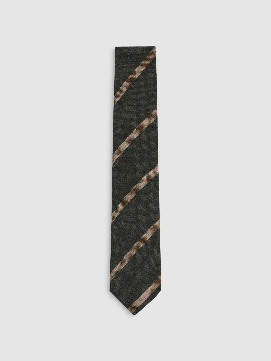 Reiss Wool-Silk Striped Tie in Forest Green