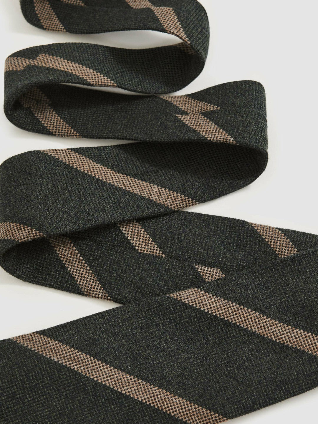 Reiss Wool-Silk Striped Tie in Forest Green