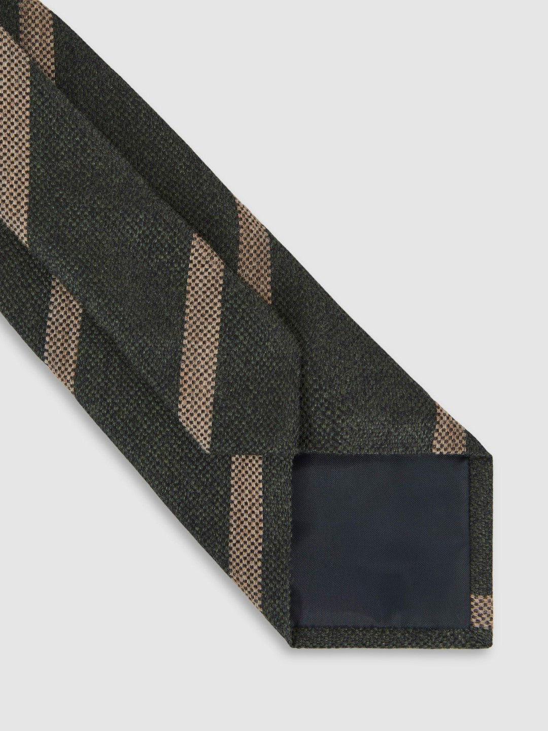 Reiss Wool-Silk Striped Tie in Forest Green