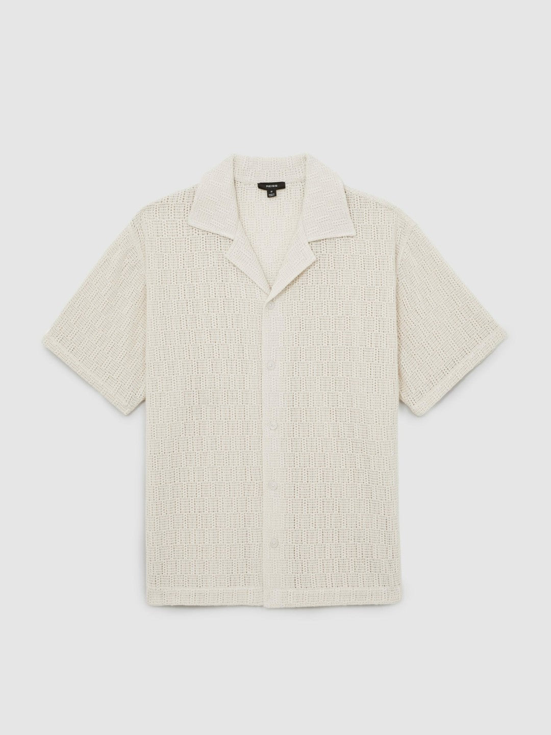 Reiss Cotton-Blend Crochet Shirt in Off White