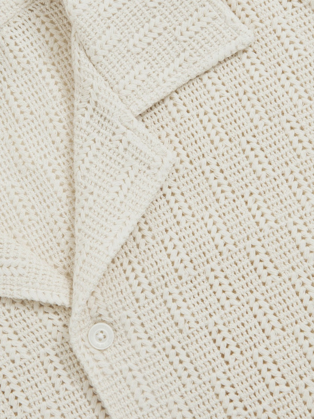 Reiss Cotton-Blend Crochet Shirt in Off White