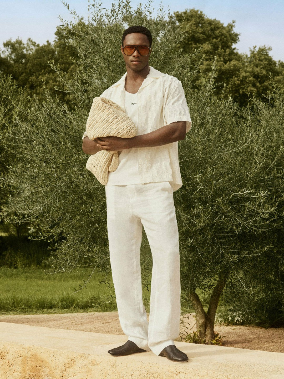 Reiss | Ché Linen Wide-Leg Trousers in White