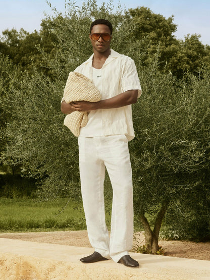 Reiss | Ché Linen Wide-Leg Trousers in White
