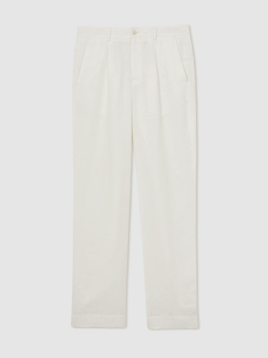 Reiss | Ché Linen Wide-Leg Trousers in White