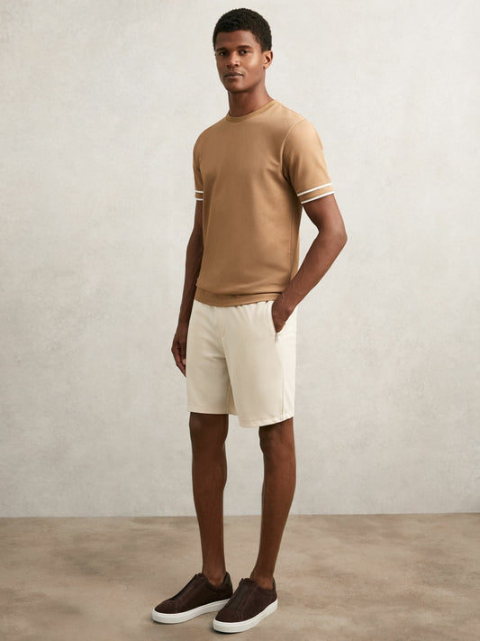 Reiss Textured Drawstring Shorts in Stone