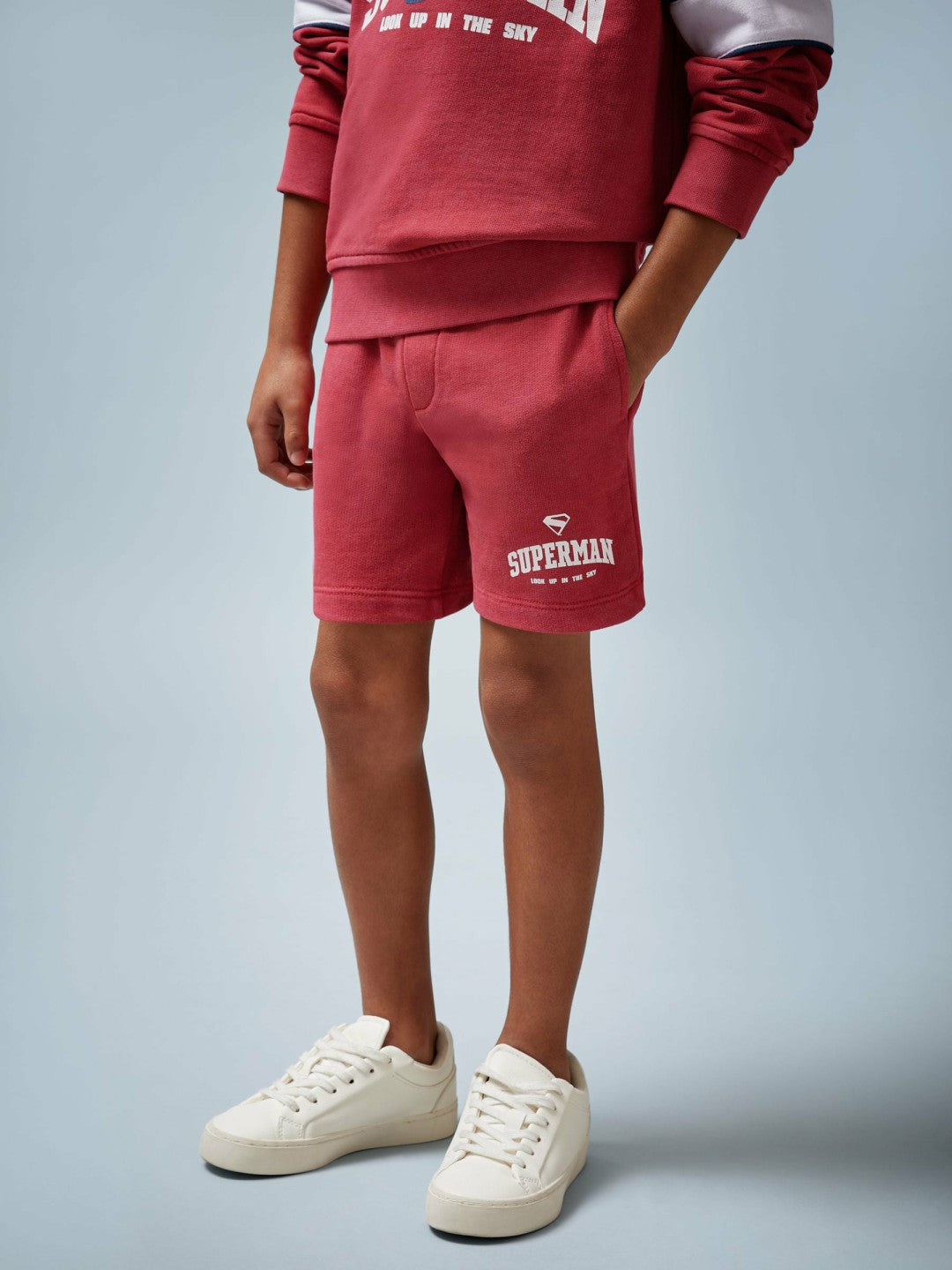 Reiss 9-13 yrs Superman Cotton Logo Shorts in Red