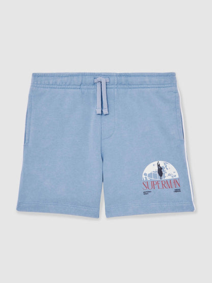 Reiss 9-13 yrs Superman Logo-Print Shorts in Light Blue