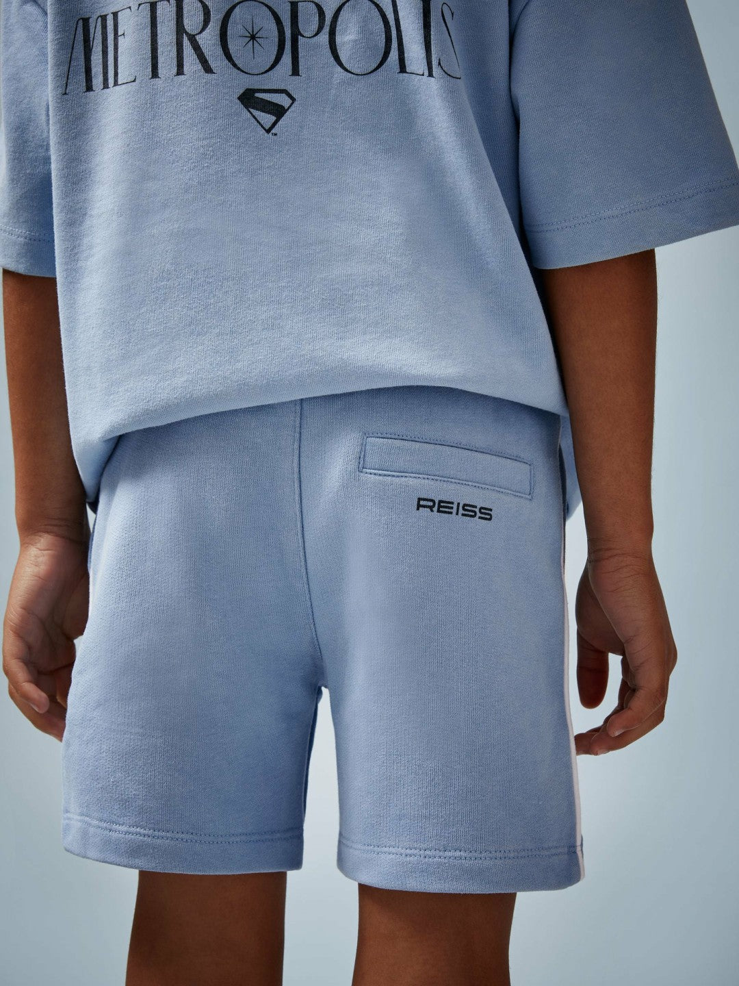 Reiss 9-13 yrs Superman Logo-Print Shorts in Light Blue