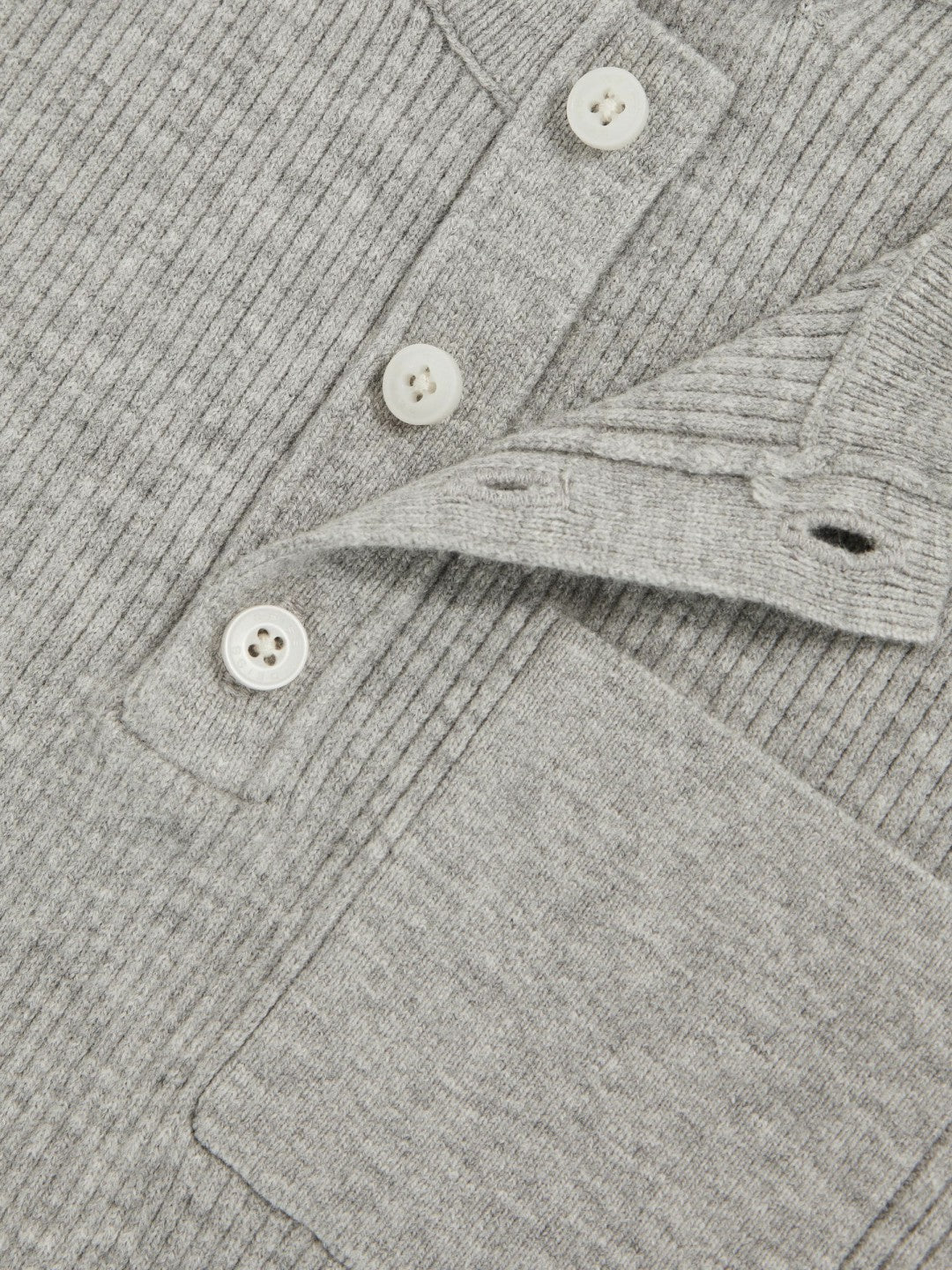 Reiss 9-13 yrs Cotton-Blend Rib-Knit Henley Top in Mid Grey Melange