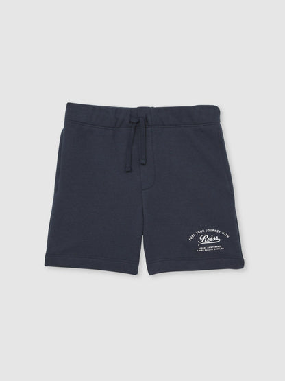 Reiss 3-9 yrs Cotton Blend Motor Cars Sweat Shorts in Washed Blue